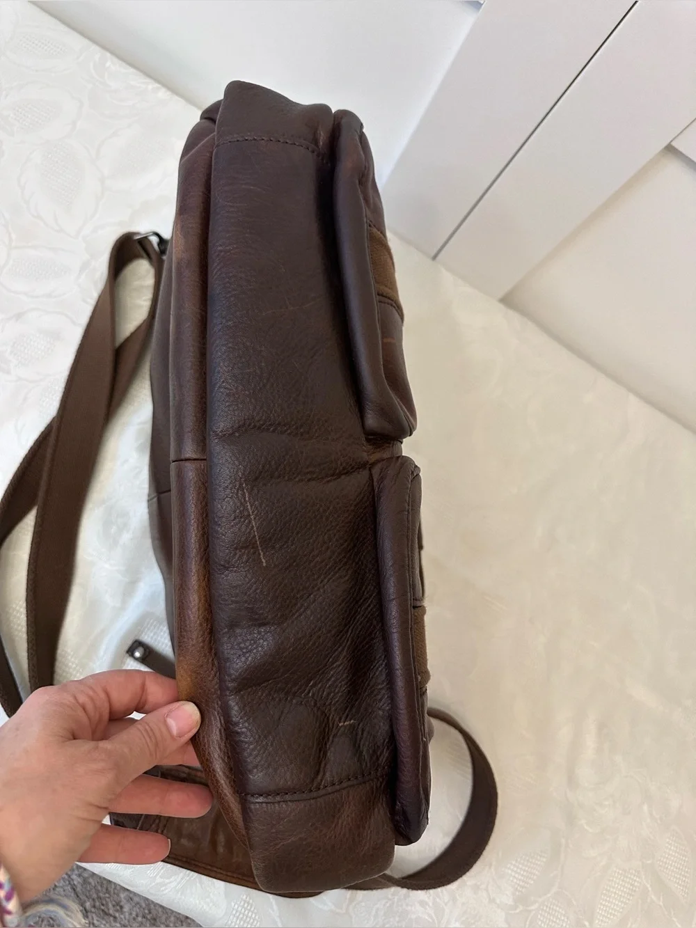 Vintage L.L. Bean Brown Leather Laptop Briefcase Shoulder Bag Utility Preppy